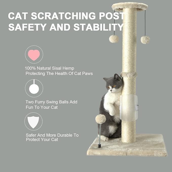 PEEKAB 32" Tall Cat Scratching Post Sisal Rope Scratch Posts - Image 5