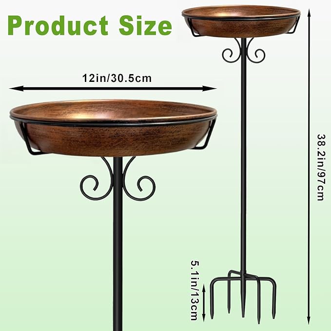38In Freestanding Bird Bath for Outside, Detachable Birdbaths - Image 3