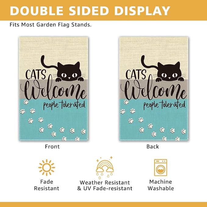 Cats Welcome People Tolerated Garden Flag, Pet Lover Porch Flag, Outdoor Home - Image 3