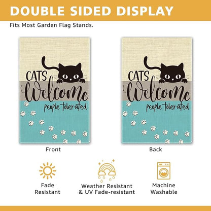Cats Welcome People Tolerated Garden Flag, Pet Lover Porch Flag, Outdoor Home - Image 3