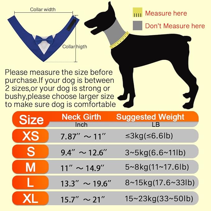 Dog Wedding Bandana, Formal Dog Tuxedo Adjustable Pet Collar - Image 3