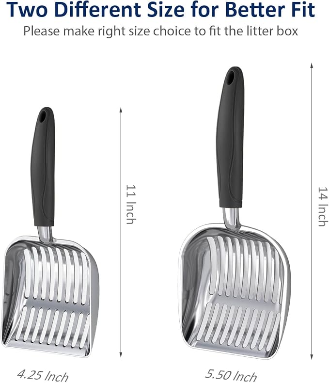 WePet Cat Litter Scoop, Aluminum Alloy Sifter, Kitty Metal Scooper, Deep Shovel - Image 2