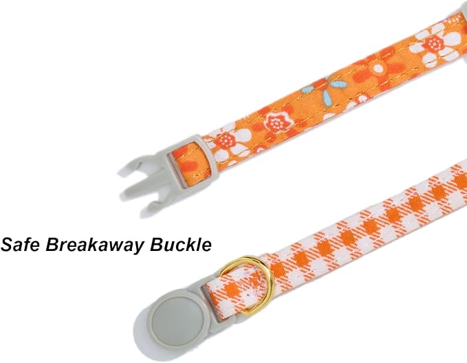 Bowtie Cat Collar with Bell 2 Pack Cotton Breakaway Kitten Collars with - Image 7