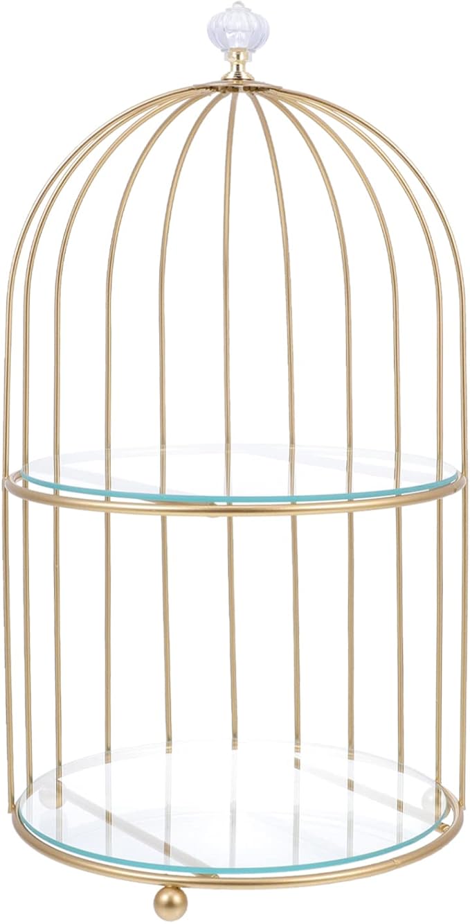 DOITOOL Gold Metal Cupcake Stand Bird Cage Dessert Stand, 2 Tier Dessert by DOITOOL