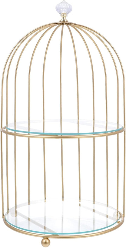 DOITOOL Gold Metal Cupcake Stand Bird Cage Dessert Stand, 2 Tier Dessert by DOITOOL