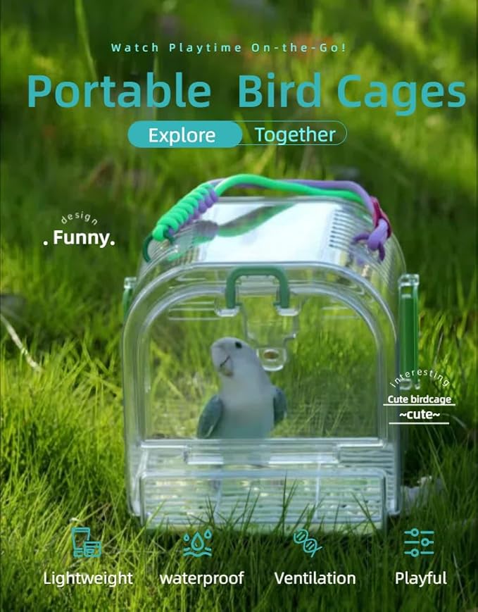 Portable Plastic Bird Cages Lightweight Waterproof Ventilated Travel Bird Cage - Image 3