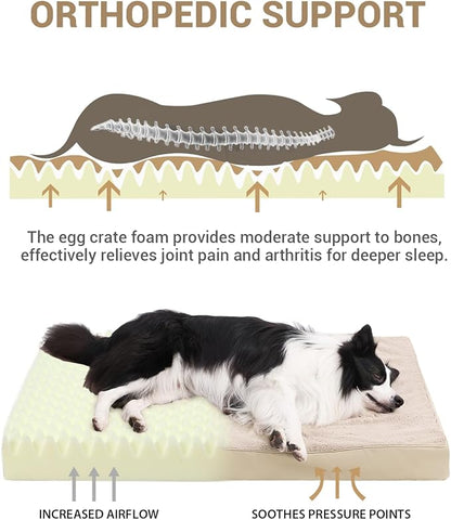 KSIIA Orthopedic Dog Bed Crate Waterproof Pet Mats - Image 2