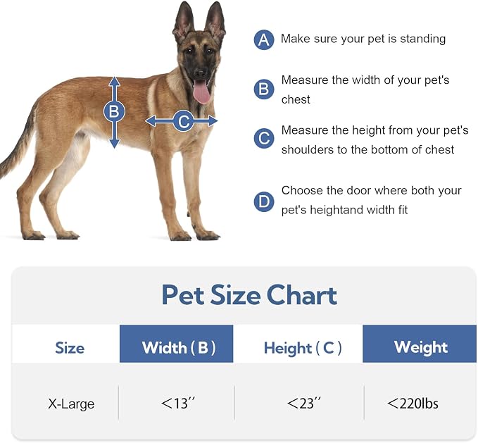 Aluminum XL Dog Door for Exterior Door, Open Size:24.4" H x 13.8" W, Heavy Duty - Image 7