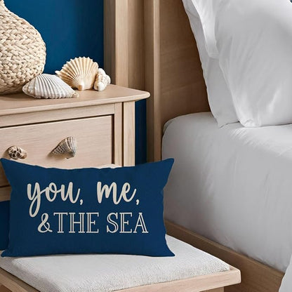 PANDICORN Summer Beach Throw Pillow Cover 12x20 Inch Sayings You Me and The Sea - Image 7