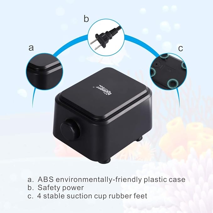 hygger Quiet <30dB Aquarium Air Pump, Adjustable Low Decibel Oxygen Fish Tank - Image 6