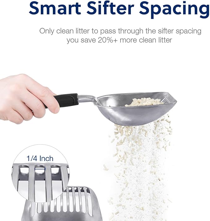 WePet Cat Litter Scoop, Aluminum Alloy Sifter, Kitty Metal Scooper, Deep Shovel - Image 4