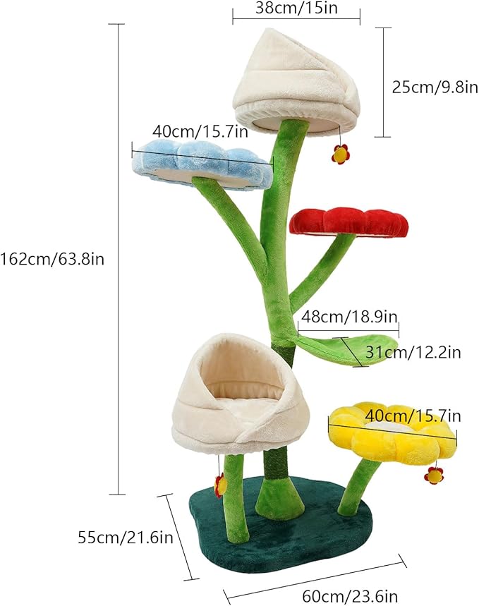 Cat Tree, 6-Tier Cat Tower for Large/Small Cats Climbing, 63.8inch Tall Cat - Image 2