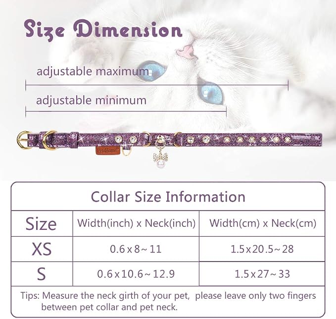 PetsHome Cat Collar, Dog Collar, PU Leather Adjustable Pet Collar - Image 7