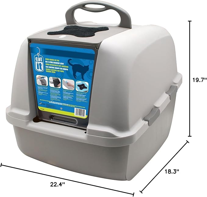 Catit Airsift Jumbo Hooded Litter Pan, Warm Gray/White - Image 5