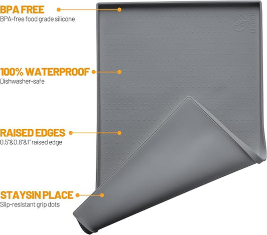 Hubulk Dog Feeding Mat, 100% Waterproof Food Grade Silicone Pet Food and Water - Image 2