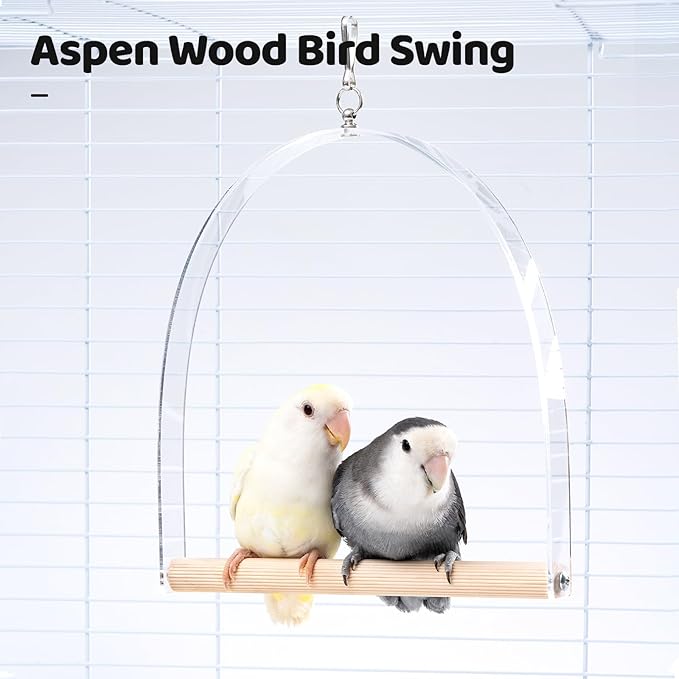 9" Hanging Bird Perch Toy for Cage, 360° Silent Free-Spin, Wooden Bird Cage - Image 7
