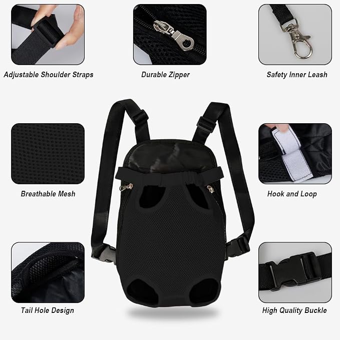 FEimaX Dog Carrier Backpack Pet Legs Out Front Cat Travel Bag, Adjustable Puppy - Image 3