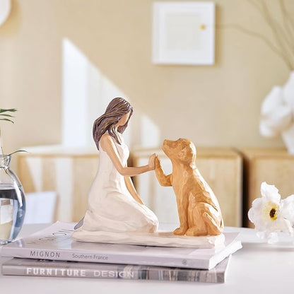 BUTILIVEEN Resin Woman with Dog Figurines, Sympathy Dog Memorial, Pet Loss Gifts - Image 5