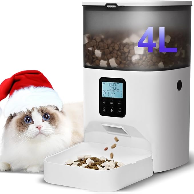 Automatic Cat Feeder, 4L Cat Food Dispenser by ANDOLLHOME