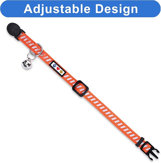 Pawtitas Personalized Orange Reflective Cat Collar – Adjustable Custom Collar - Image 4