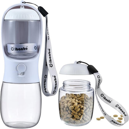 Dog Water Bottle with Food Container, Travel Puppy Water Bowl, Portable Pet by Cibaabo