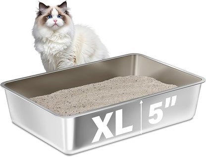 Stainless Steel Litter Box, XL Metal Litter Box by Futam