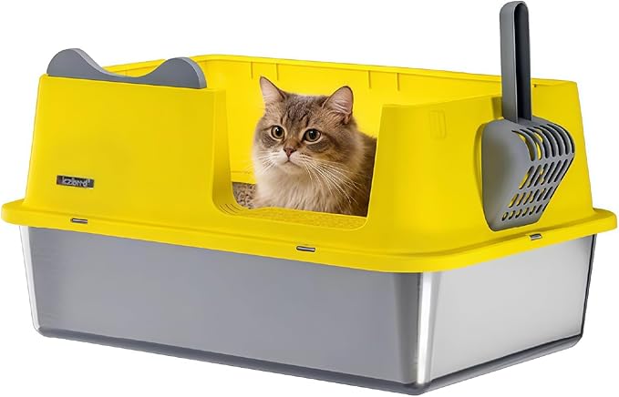 Stainless Steel Cat Litter Box, Open Top High-Sided Metal Litter Box by LCZLBRRD