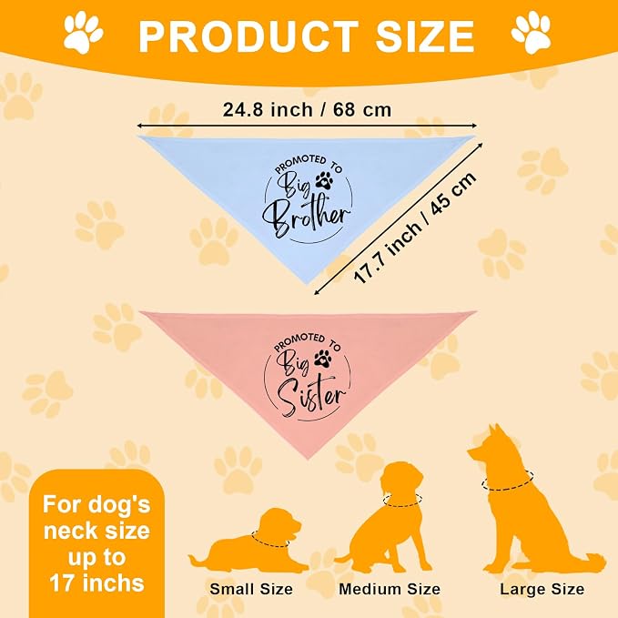 2 Pack Dog Bandana Pregnancy Announcement, Promoted to Big Brother and Sister - Image 2