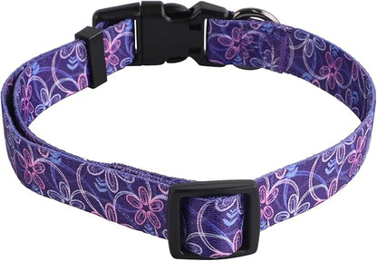 QQPETS Adjustable Soft Dog Collar: Print Flower Pink Multicolor Cute Patterns - Image 5