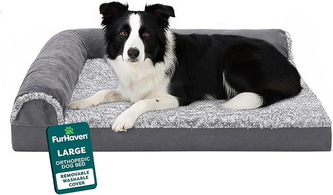 FurHaven Orthopedic Dog Bed for Large Dogs, L-Shaped Chaise Contour by FurHaven