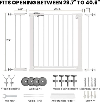 Baby Gate for Stairs, 29.7-40.6" Pressure Mounted Dog Gate, Auto Close Safety - Image 9
