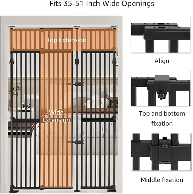 unipaws 86" High Extra Tall Cat Gate, Auto Closing and No Drilling Safety Gate - Image 6