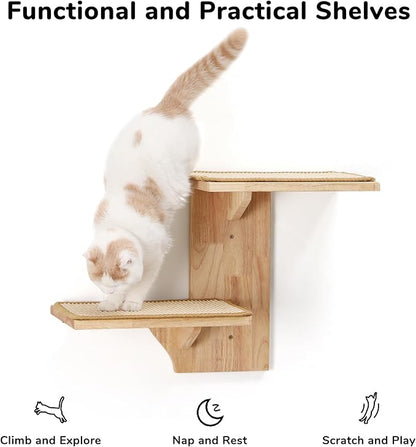 FUKUMARU Cat Wall Shelves, 2 Platform Kitten Wall Furniture, Tree Shape - Image 3