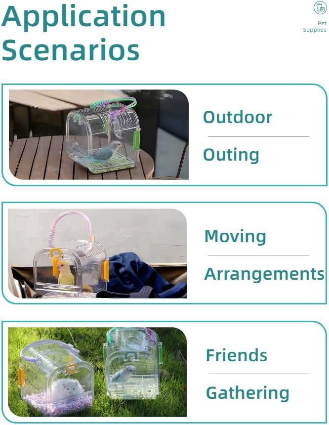 Portable Plastic Bird Cages Lightweight Waterproof Ventilated Travel Bird Cage - Image 9