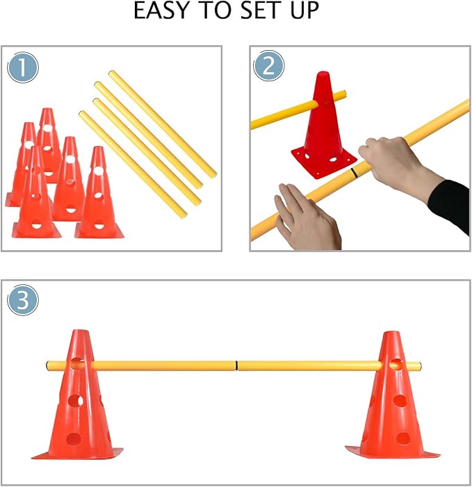 TNZMART Dog Agility Hurdle Cones Pet Jump Training Set Dog Agility Course - Image 3