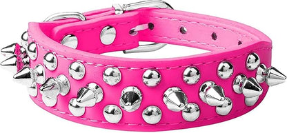 Spiked Dog Collar Soft Pu Leather Mushrooms Rivet Spike Studded Puppy by Unknown