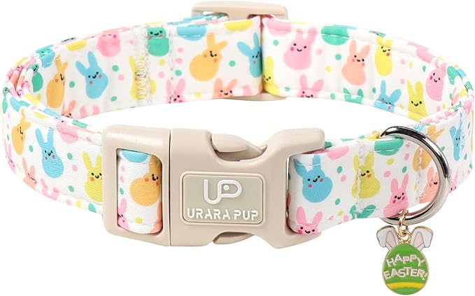Easter Day Dog Collar, UP URARA PUP Easter Bunny Adjustable Pet Collar by UPURARAPUP