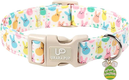 Easter Day Dog Collar, UP URARA PUP Easter Bunny Adjustable Pet Collar by UPURARAPUP