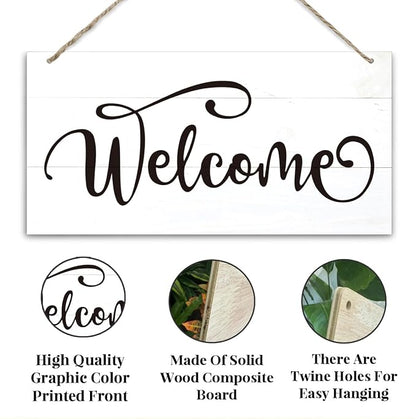 Welcome Sign for Front Door, Welcome Decor Wooden Hanging Sign for Wall Decor - Image 3