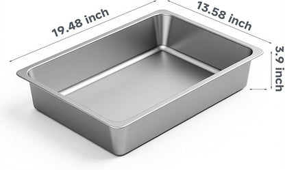 Kirecoo Stainless Steel Litter Box, Large Low Entry Metal Cat Pan Box, Indoor - Image 2