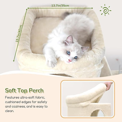 Globlazer Cat Tower for Multiple Indoor Cats, 52 inch Heavy Duty Cat Tree - Image 2