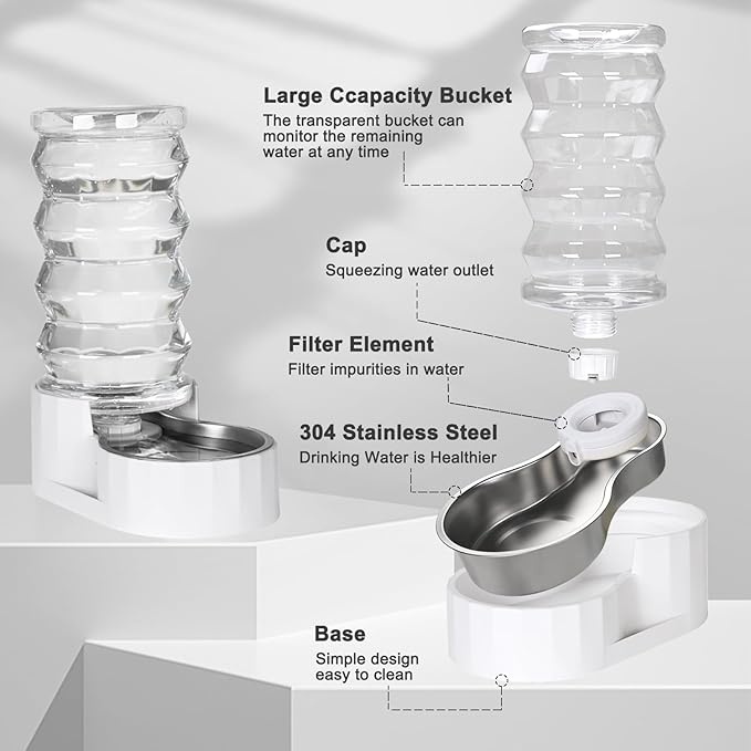 RIZZARI Gravity Dog Water Dispenser: 8L Large Auto-Refill Stainless Steel Pet - Image 3