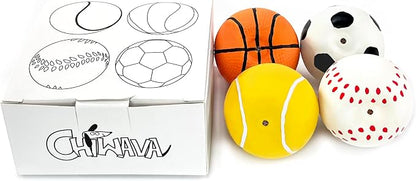 CHIWAVA 4 Pack 2.4" Squeak Latex Puppy Dog Toy Ball Sports Balls Sets Fetch - Image 3