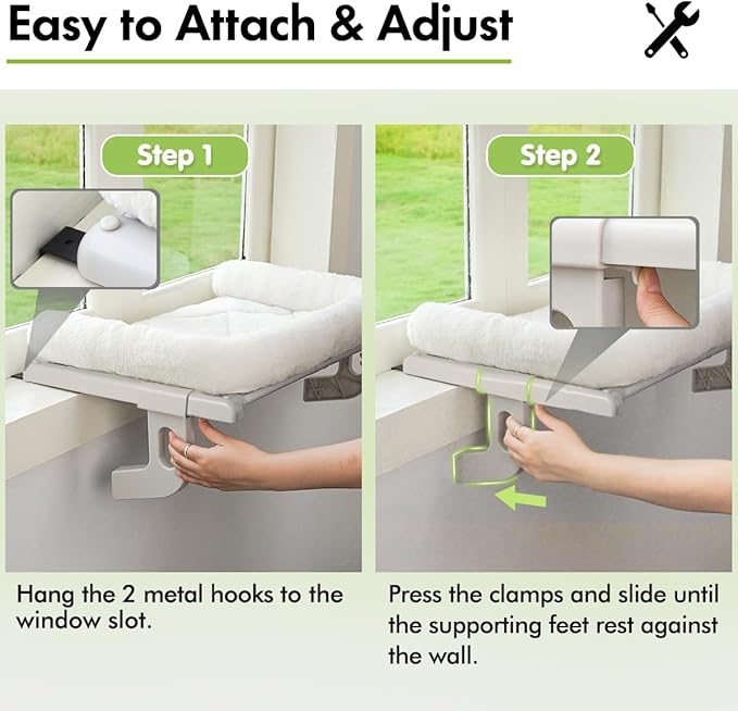 Cat Window Sill Perch with Large Bolster, Pet Hammock Bed - Image 4