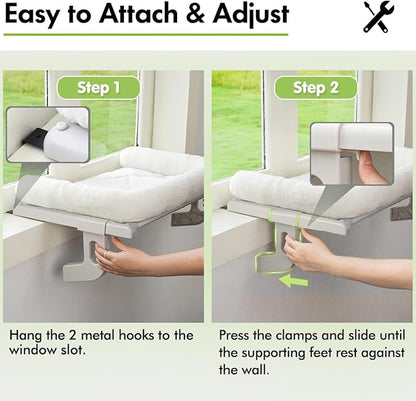 Cat Window Sill Perch with Large Bolster, Pet Hammock Bed - Image 4