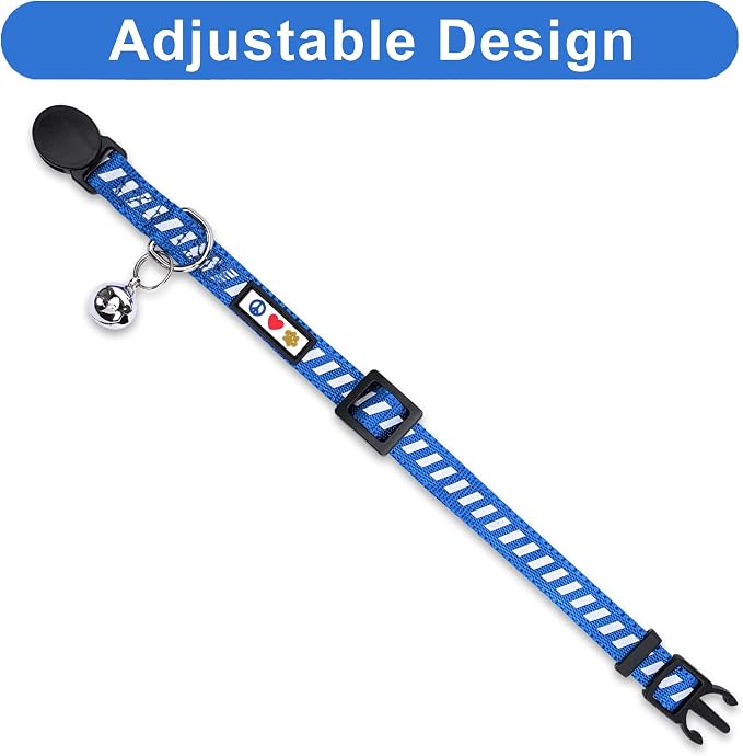 Pawtitas Personalized Blue Reflective Cat Collar – Adjustable Custom Collar - Image 4