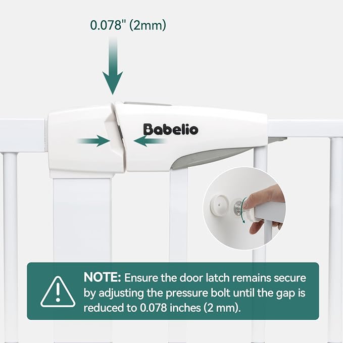 Babelio Baby Gate with Adjustable Cat Door, 29-43" Auto Close Durable Pet door - Image 9
