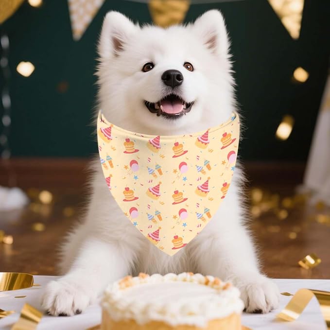 Birthday Dog Bandanas, Double Side Reversible Large Pet Scarves, Celebration Set - Image 5