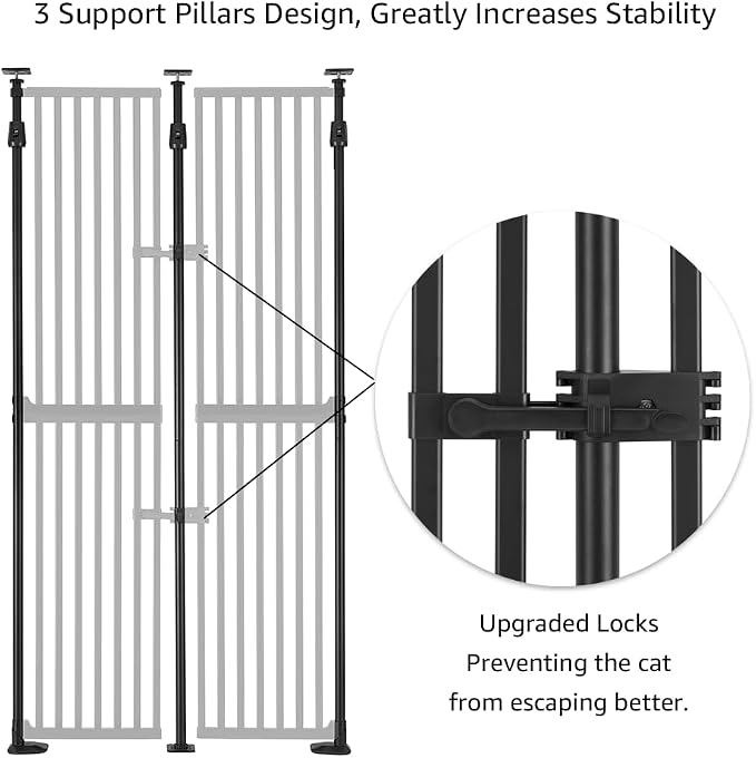 unipaws 75" High Extra Tall Cat Gate, Auto Closing and No Drilling Safety Gate - Image 5