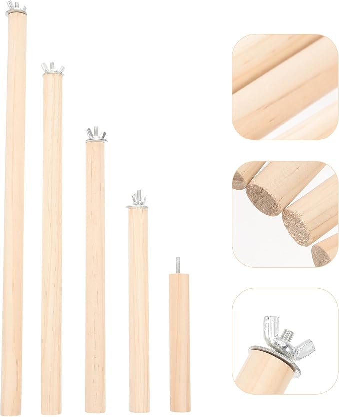 Veemoon Wood Bird Perch Stand 5pcs Parrot Cage Stick Standing Sticks Climbing - Image 3
